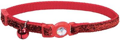 COASTAL Safe Cat Fashion Collar 3/8 x 8-12 Inch - Red Glitter